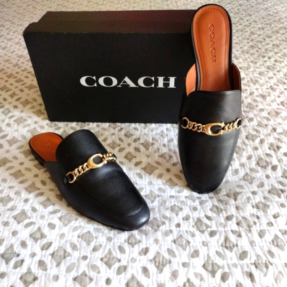 Coach women's soft leather mule slide